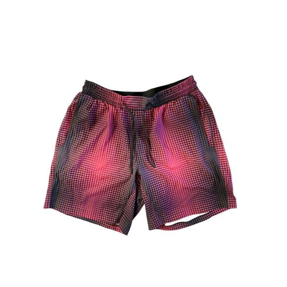 Lululemon Channel Cross Swim Shorts Size Medium 7" Inseam Red Black Liner - Picture 1 of 12